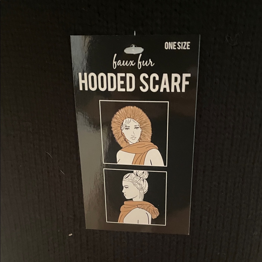 Faux Fur Hooded Scarf. NWT
